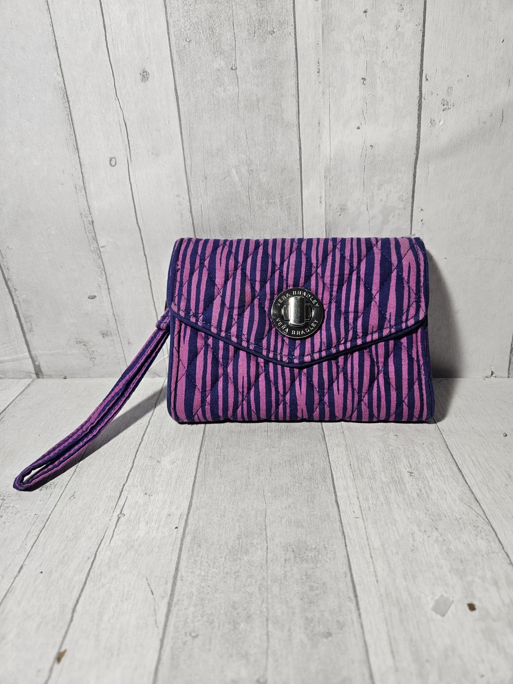 Vera Bradley Purple and Pink Quilted Wristlet with Turnlock